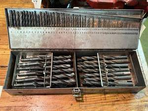 lot 35 image: Vintage Drill Bit Set with Metal Carrying Case
