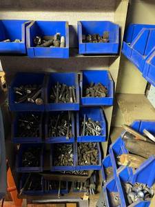 lot 49 image: Tool Wall Lot #4 - Bolts, Blue Plastic Containers and More