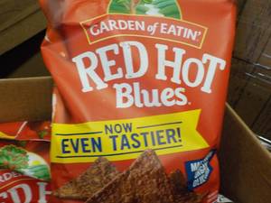 lot 404 image: Case of 12 bags Red Hot Blue Chips