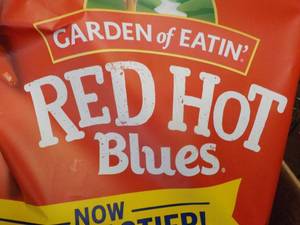 lot 405 image: Case of 12 bags Red Hot Blue Chips