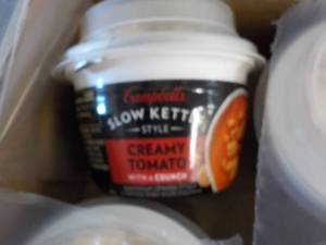 lot 129 image: 2 - 6 ct Campbells Slow Kettle Style Loaded Creamy Tomato Soup with a Crunch best date 08302023