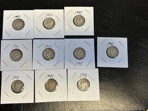 10 - Mercury Dimes 2-1940, 8-1941