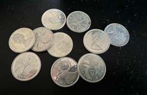 10 - Canadian Quarters 50% Silver