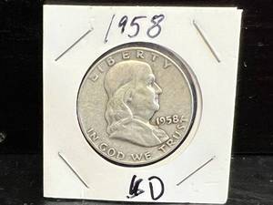 1958 D Franklin Half Dollar