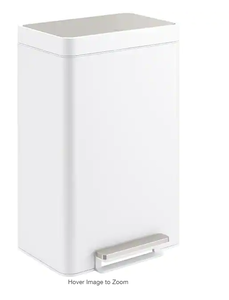 KOHLER 13 Gal. Stainless Steel White and Stainless Step-On Trash Can Model # K-20940-STW Store SKU # 1006240071