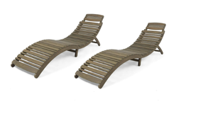 1 Noble House Maeve Gray Foldable 2-Piece Wood Outdoor Chaise Lounge Model # 66868 Store SKU # 100414708