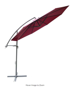 Outsunny 10 ft. Cantilever Hanging Tilt Offset Patio Umbrella with UV and Water Fighting Material and a Sturdy Stand in Red Model # 01-0584