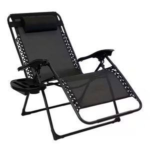 Patio Premier Oversized Black Metal Zero Gravity Chair with Leg Stabilizers and Big Cupholder Model # 243073OVR1P Store SKU # 1007583389
