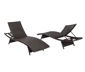 2 Pack StyleWell Brown Wicker Adjustable Outdoor Chaise Lounge