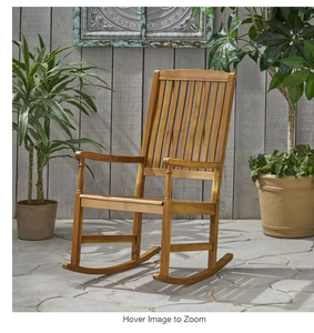 Noble House Arcadia Teak Brown Wood Outdoor Rocking Chair Model # 68088 Store SKU # 1005423070