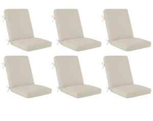 6 Pack Hampton Bay 21 in. x 23.5 in. Outdoor High Back Dining Chair Cushion in Putty Model # 7260-86202404