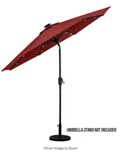 Sun-Ray 9 ft. Round Solar Lighted Market Umbrella- Scarlet Model # 841022 Store SO SKU # 1003163600