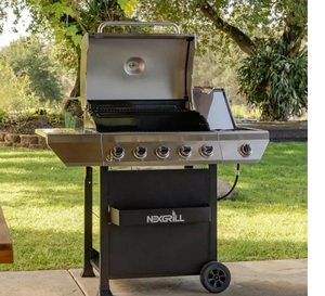 Nexgrill 5-Burner Propane Gas Grill in Stainless Steel with Side Burner and Condiment Rack Model # 720-0888S Store SKU # 1004670969k