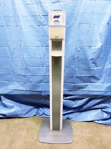 lot 19 image: MSRP $350 Purell Messenger ES8 Silver Panel Floor Stand with Dispenser - Great Working Condition