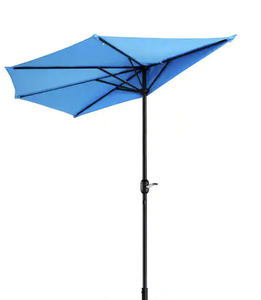 lot 12 image: Villacera 9 ft. Steel Market Half Patio Umbrella in Blue Internet # 308458307 Model # HWD630719