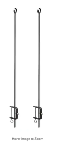 lot 14 image: ACHLA DESIGNS 46 in. H Black Powdercoated Wrought Iron Outdoor O-Hook Railing Poles for String Lights (Set of 2) Model # TSW-04-2 Store SKU # 1007973746