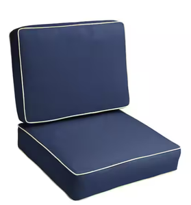 lot 17 image: 2 Pack Sunbrella Canvas 22 in. x 22 in. x 4 in. Outdoor Corded Cushion Set in Sunbrella Canvas Navy Model # HDDROCC694111TESC Store SKU # 1006346757