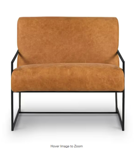 lot 26 image: Poly and Bark Bo Arm Chair Cognac Tan Leather Lounge Chair Model # HD-LR-A5512-TAN Store SKU # 1007853121