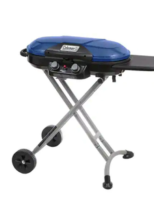 lot 27 image: Coleman Roadtrip X-Cursion Portable Propane Grill in Blue C001 Model # 2000037242 Store SKU # 1008378613