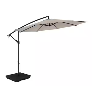 lot 31 image: Exclusive StyleWell 10 ft. Steel Cantilever Patio Umbrella in Riverbed Brown Internet # 318964068 Model # IT18173