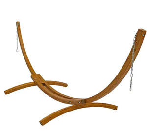 lot 32 image: Sunnydaze Decor 12 ft. Wood Curved Hammock Stand with Hooks and Chains  Model # WSN-WHS12 Store SKU # 1003422085