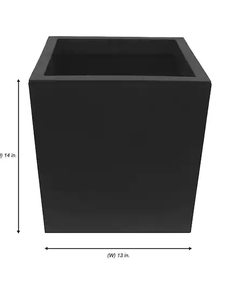 lot 41 image: 2 Pack Tierra Verde Citadel Cube 14 in. x 14 in. Slate Rubber Self-Watering Planter  Model # MT5100347CM Store SKU # 100278150