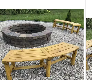 lot 48 image: 2 Pack 3 ft. Cedar Fir Wood Log Wood Curved Bench Rustic Style Backless Bench for Backyard, Natural Model # KD-WF-D21 Store SKU # 1007583776