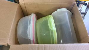 Box of new nearly new large sized storage containers