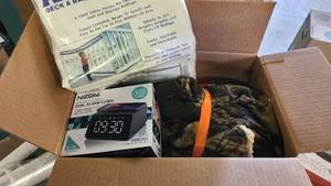 Box of blankets and bedroom goods