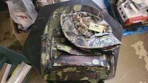 Brand new Camo Backpack and hat