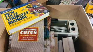 Box of Cook Books and a like new Electric Toaster Oven