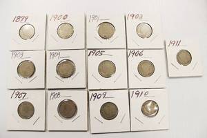 lot 49 image: 13 Liberty Head V- Back Nickels