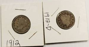 lot 48 image: 1912,1912 - D, Nice High Grade Liberty Head V- Back Nickels