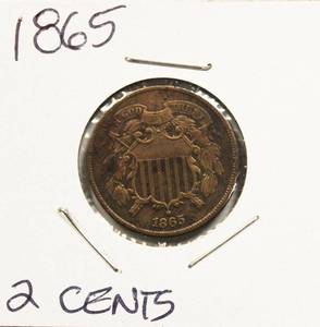 lot 51 image: 1865, 2 Cents Very Nice High Grade Piece