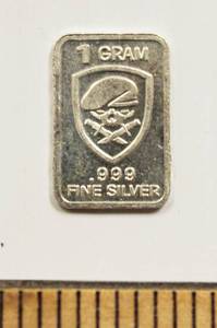 lot 14 image: One Gram Bar Of .999 Fine Silver