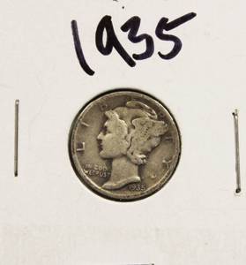 lot 5 image: 1935 Mercury Winged Liberty Head Silver Dime (Silver Coin)