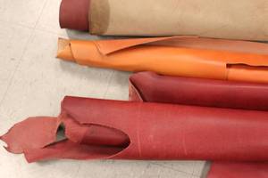lot 73 image: Real Cow Leather Remnant Of 3 Colors Cow Hides Remnant Lot