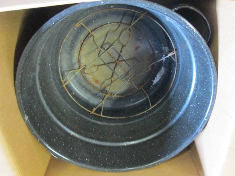 enamel canner , plates and pots ...
