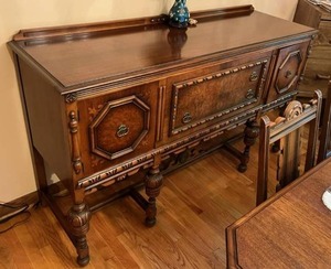 lot 9 image: Vintage 1930s-1940s Solid Mahogany Buffet (66 x 38 x 21)