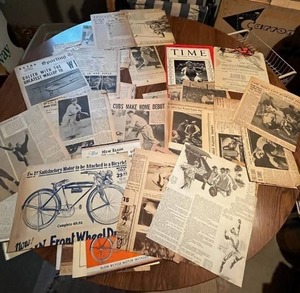 lot 43 image: RARE Vintage Baseball, Football, and other Sports Newspaper Clippings including Babe Ruth