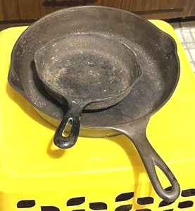 lot 60 image: Vintage Cast Iron Skillets - 11 and 7