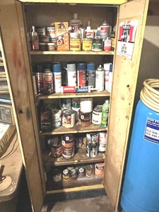 lot 63 image: Metal Storage Cabinet with Contents (65 x 26 x 12)