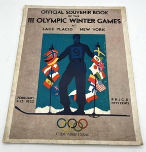 lot 115 image: February 4-13, 1932 Winter Olympics (Lake Placid, NY) Official Souvenir Book (10 x 12)