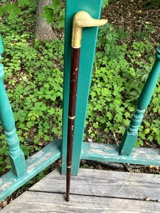 lot 149 image: Vintage MCM Brass Duck Head 3-Piece Walking Cane (34 34 Tall)