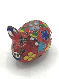 lot 209 image: Colorful 2 Long Vintage Brass Elephant Figure