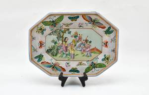 lot 131 image: Hand-Painted Chinese Butterfly Platter