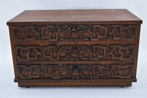 lot 106 image: Three-Drawer Chinoiserie Jewelry Box by Ricardo Lynn & Co.