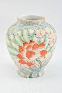 lot 92 image: Hand Painted Floral Chinese Porcelain Vase