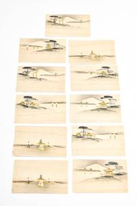 lot 105 image: Group of 11 Printed Cards on Wood or Similar