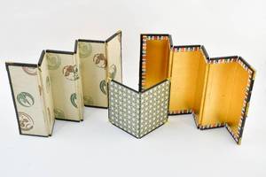 lot 152 image: Group of Three Japanese Byobu Miniature Folding Screens